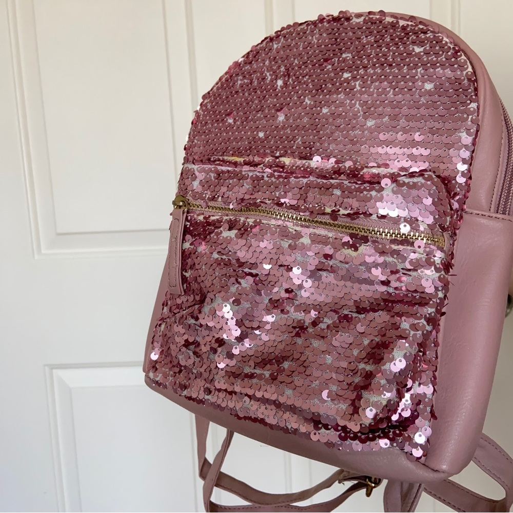 Dusty Rose Pink Sequin Backpack